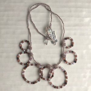 Fun Circle Hand Beaded Earth tone Necklace